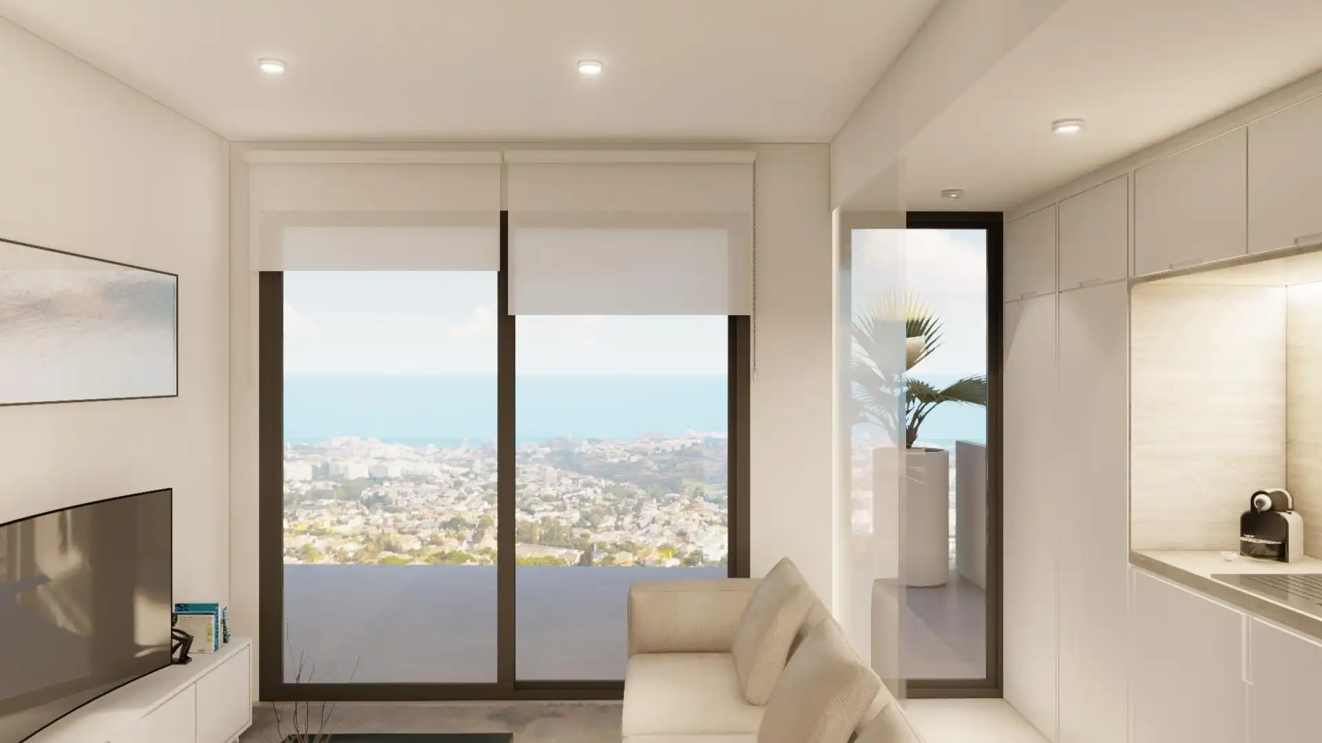 Sala de estar de Ático en venta en Benalmádena con Aire acondicionado, Terraza y Piscina comunitaria