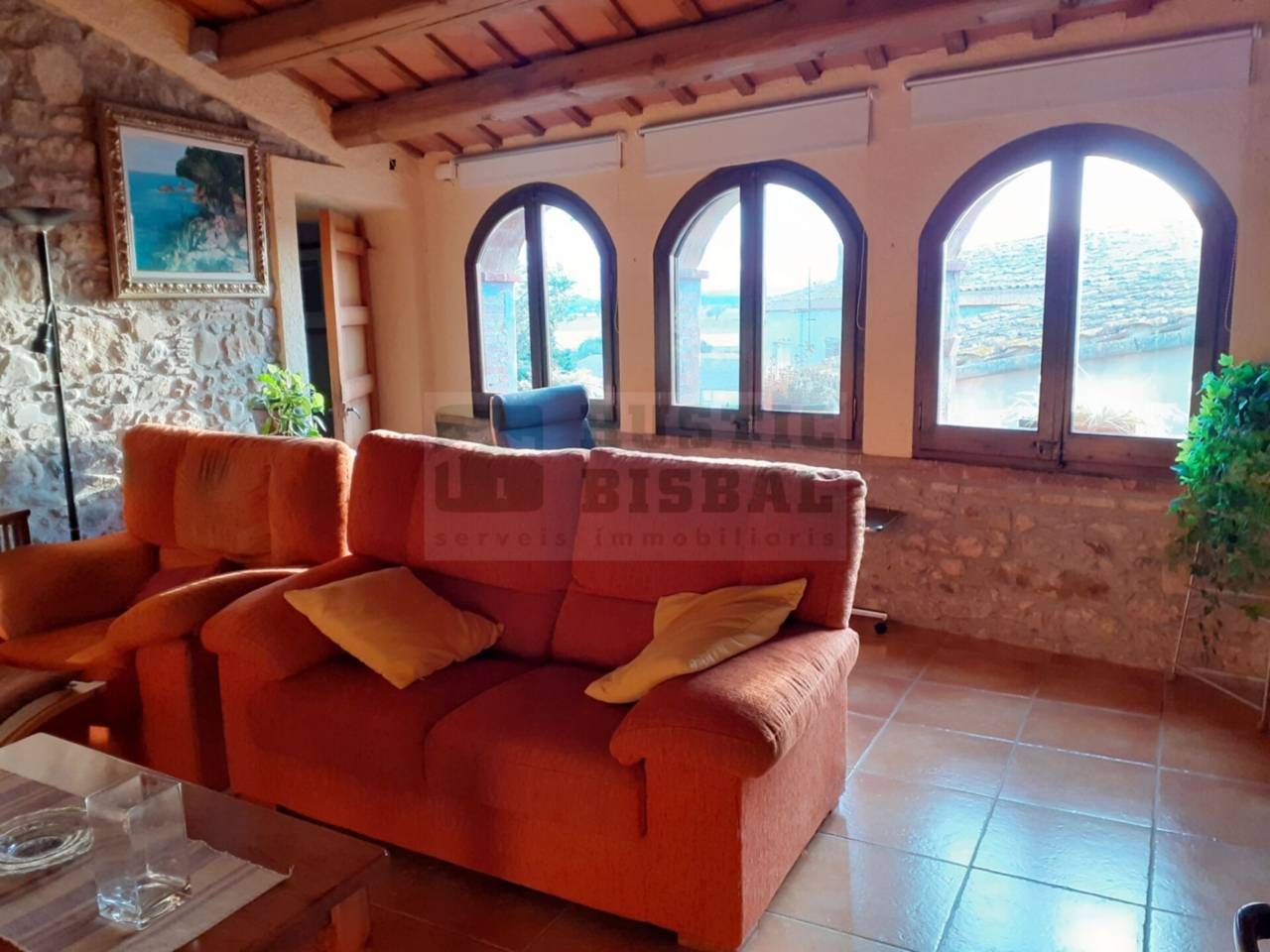 Living room of Country house to rent in Corçà  with Air Conditioner, Heating and Terrace