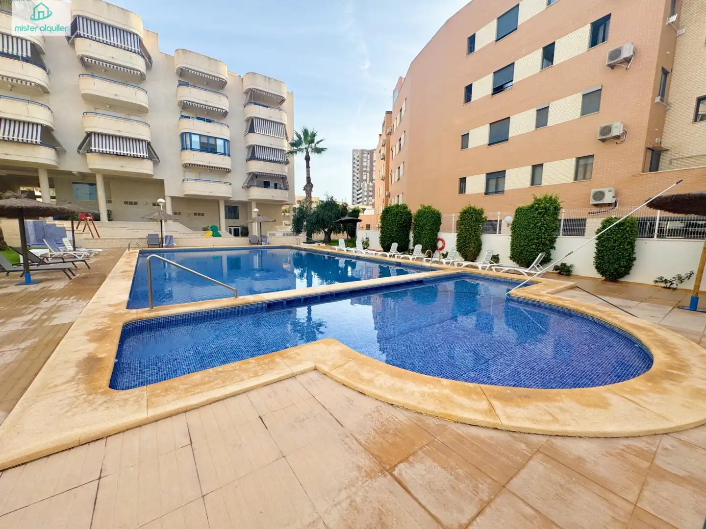 Piscina de Apartamento de alquiler en El Campello con Aire acondicionado, Jardín privado y Terraza