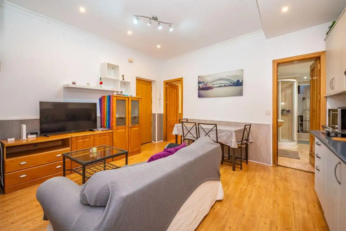 Sala d'estar de Planta baixa en venda en Madrid amb Calefacció, Terrassa i Moblat