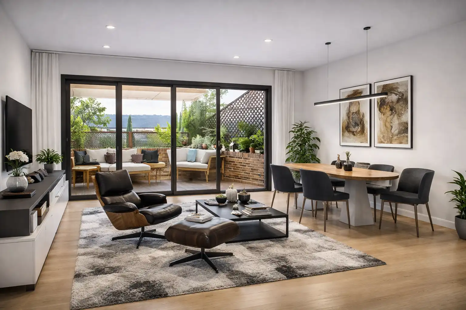 Sala d'estar de Pis en venda en Las Rozas de Madrid amb Aire condicionat, Jardí privat i Terrassa
