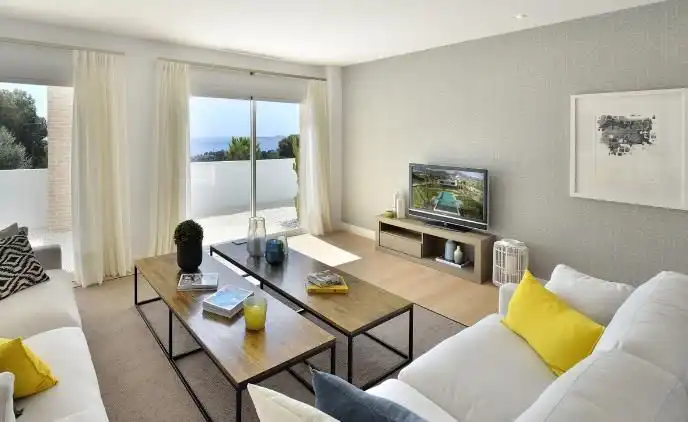 Living room of Apartments for rent in Benalmádena  with Air Conditioner, Oven and Washing machine