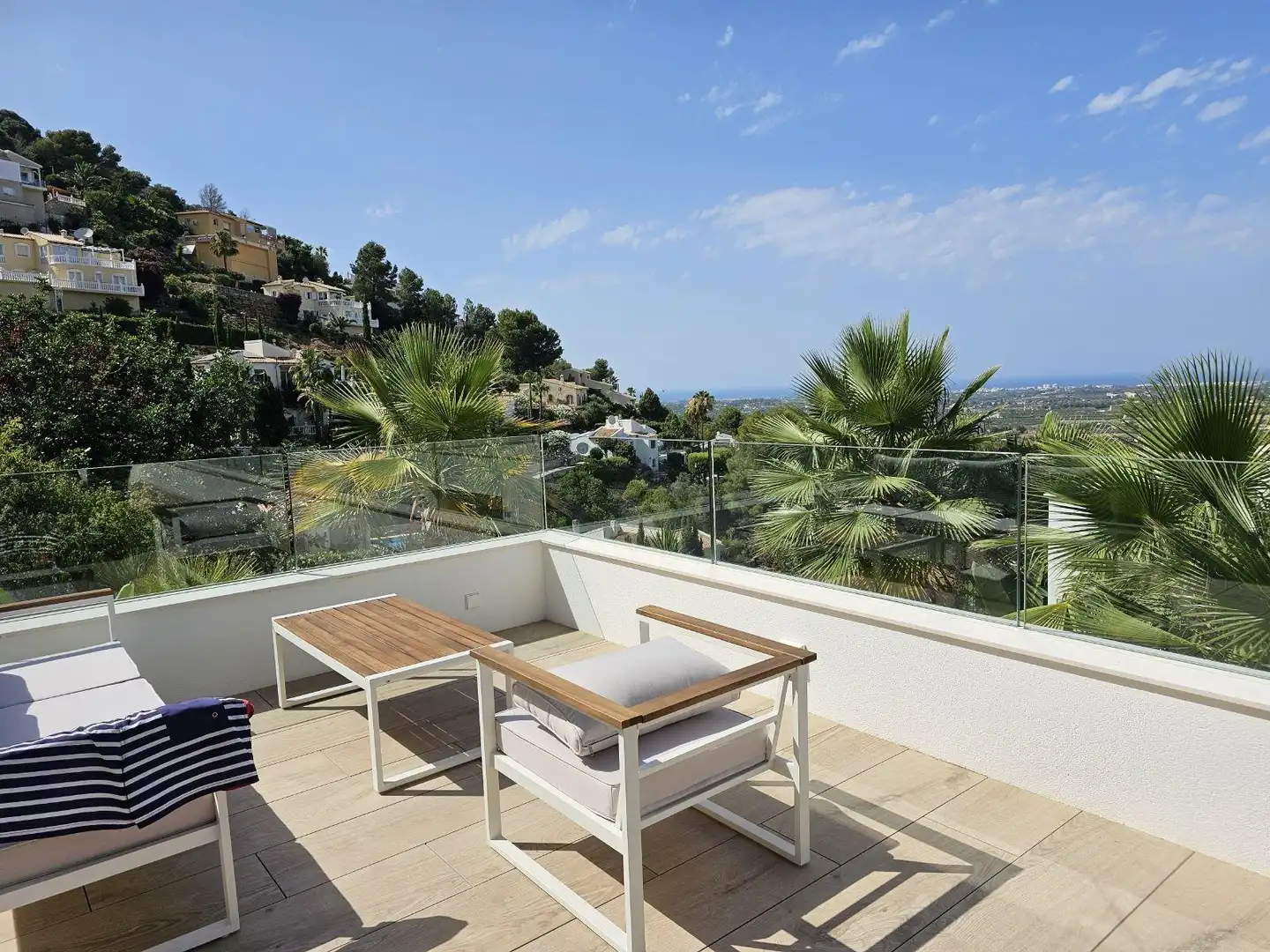 Terrasse von Wohnungen zur Miete in Pedreguer mit Klimaanlage, Heizung und Privatgarten