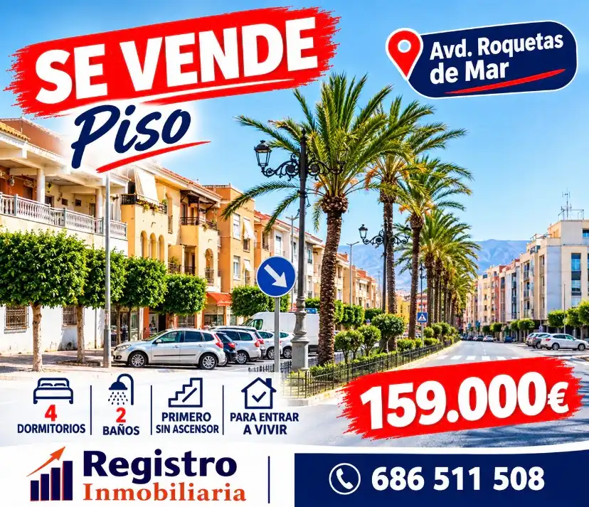 Vista exterior de Piso en venta en Roquetas de Mar con Terraza