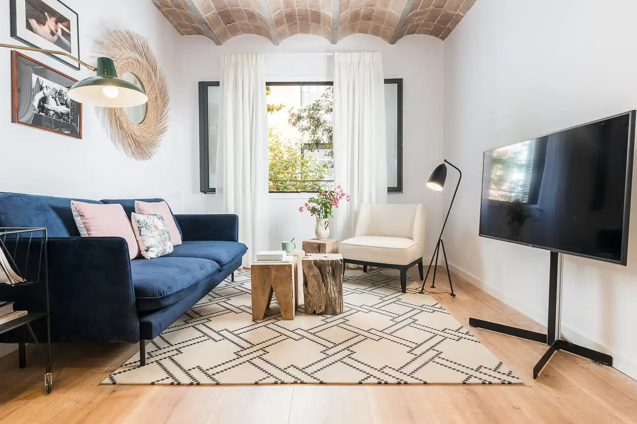 Sala de estar de Apartamento de alquiler en Barcelona con Aire acondicionado, Calefacción y Amueblado