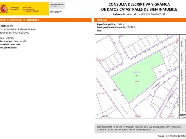 Terreno residencial en Venta en El Espinar pueblo