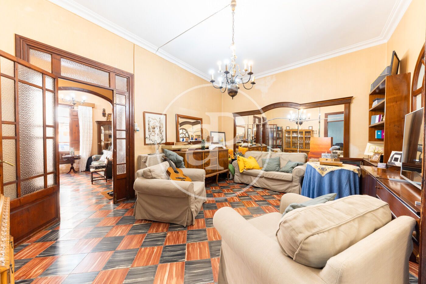 Sala d'estar de Pis en venda en  Palma de Mallorca amb Calefacció, Jardí privat i Terrassa