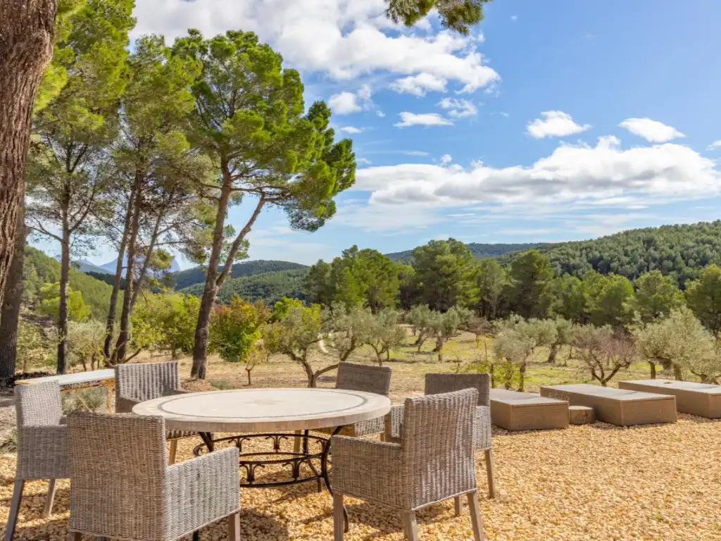 Terrassa de Casa o xalet en venda en Torremanzanas / La Torre de les Maçanes amb Aire condicionat, Jardí privat i Piscina