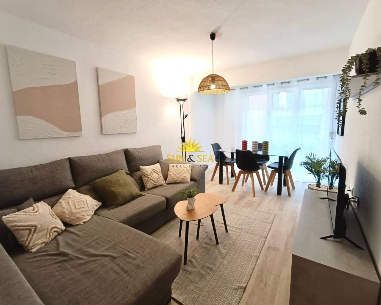 Living room of Flat to rent in Sant Joan d'Alacant  with Air Conditioner, Heating and Parquet flooring