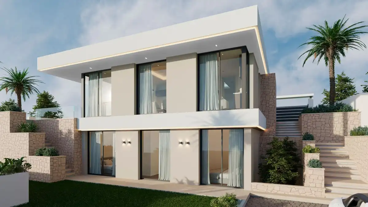 Vista exterior de Casa o xalet en venda en Estepona amb Aire condicionat, Jardí privat i Terrassa
