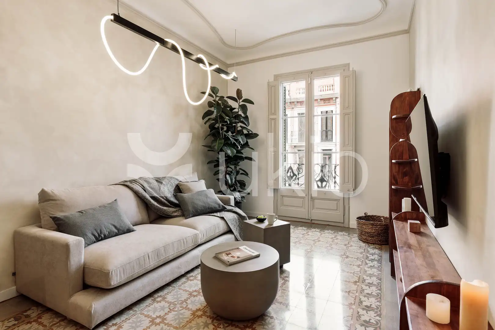 Sala de estar de Apartamento de alquiler en Barcelona con Aire acondicionado, Calefacción y Amueblado