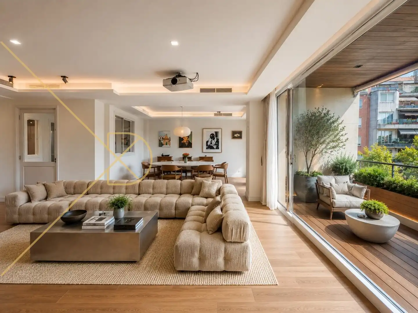 Wohnzimmer von Dachboden zur Miete in Barcelona mit Klimaanlage, Heizung und Parkett