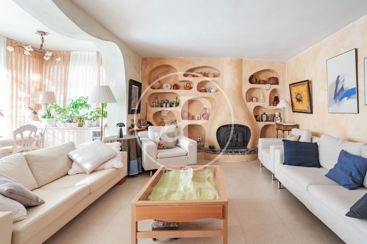 Living room of Single-family semi-detached for sale in  Madrid Capital  with Heating, Private garden and Terrace