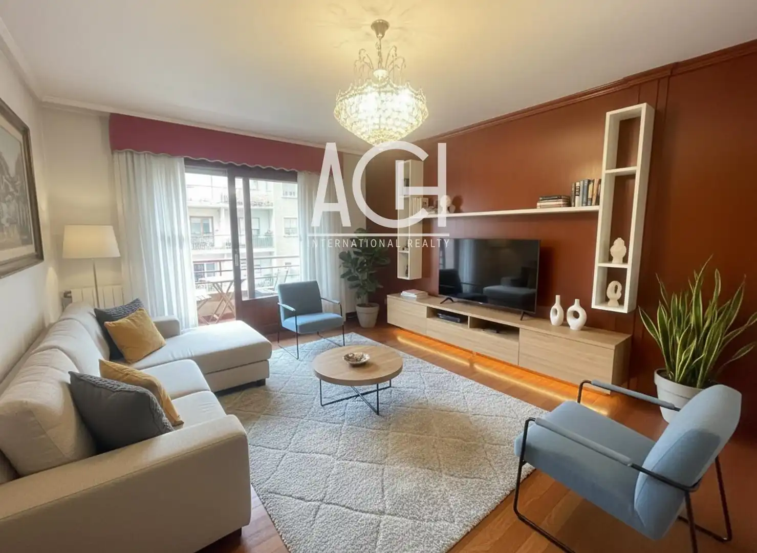 Wohnzimmer von Wohnung zum Verkauf in Bilbao  mit Heizung, Parkett und Terrasse