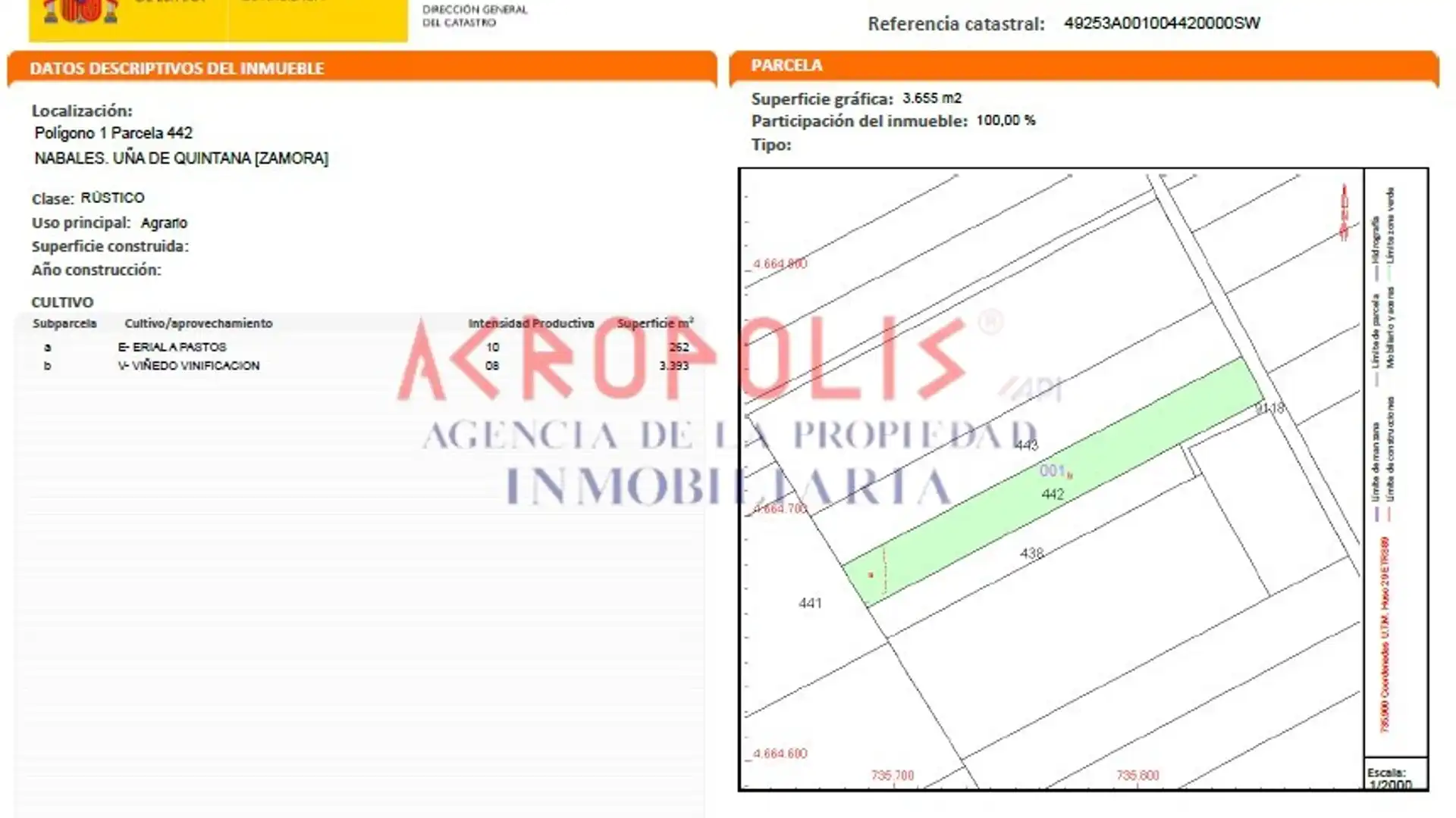 Terreno en venta en Uña de Quintana