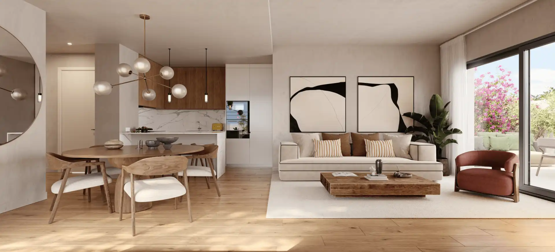 Sala d'estar de Apartament en venda en Estepona amb Aire condicionat, Terrassa i Piscina