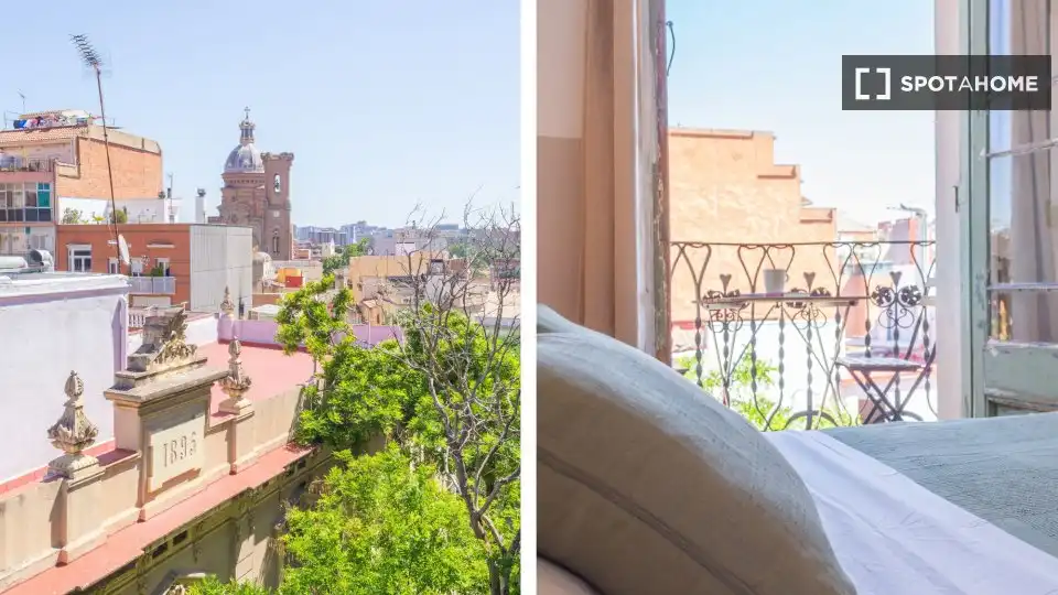 Habitación de Piso para compartir en Barcelona con Aire acondicionado, Calefacción y Terraza