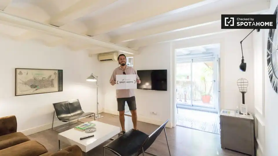 Sala de estar de Apartamento para compartir en Barcelona con Aire acondicionado, Calefacción y Terraza