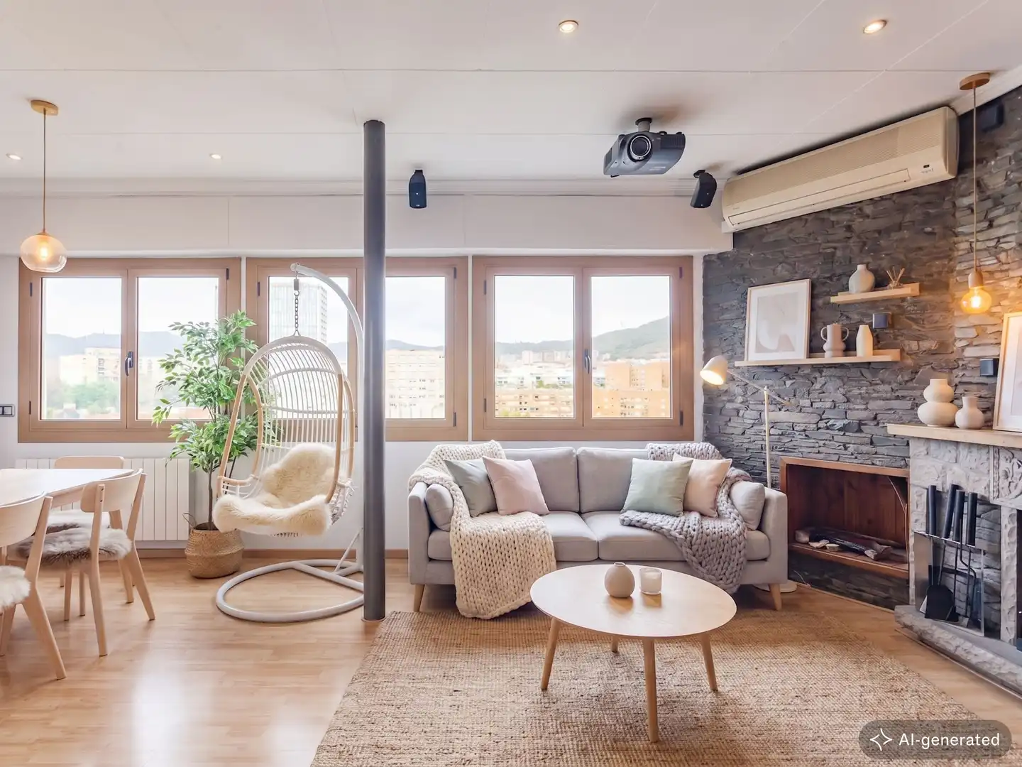 Wohnzimmer von Dachboden zum Verkauf in Barcelona mit Klimaanlage, Heizung und Terrasse