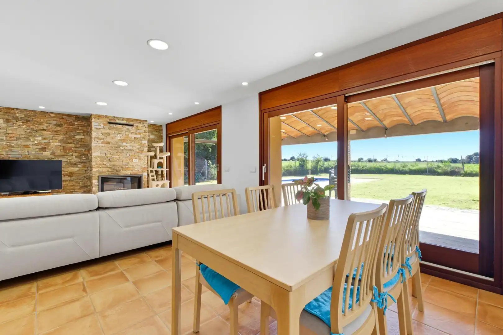 Dining room of Country homes for sale in Garrigàs  with Private garden, Terrace and Swimming Pool