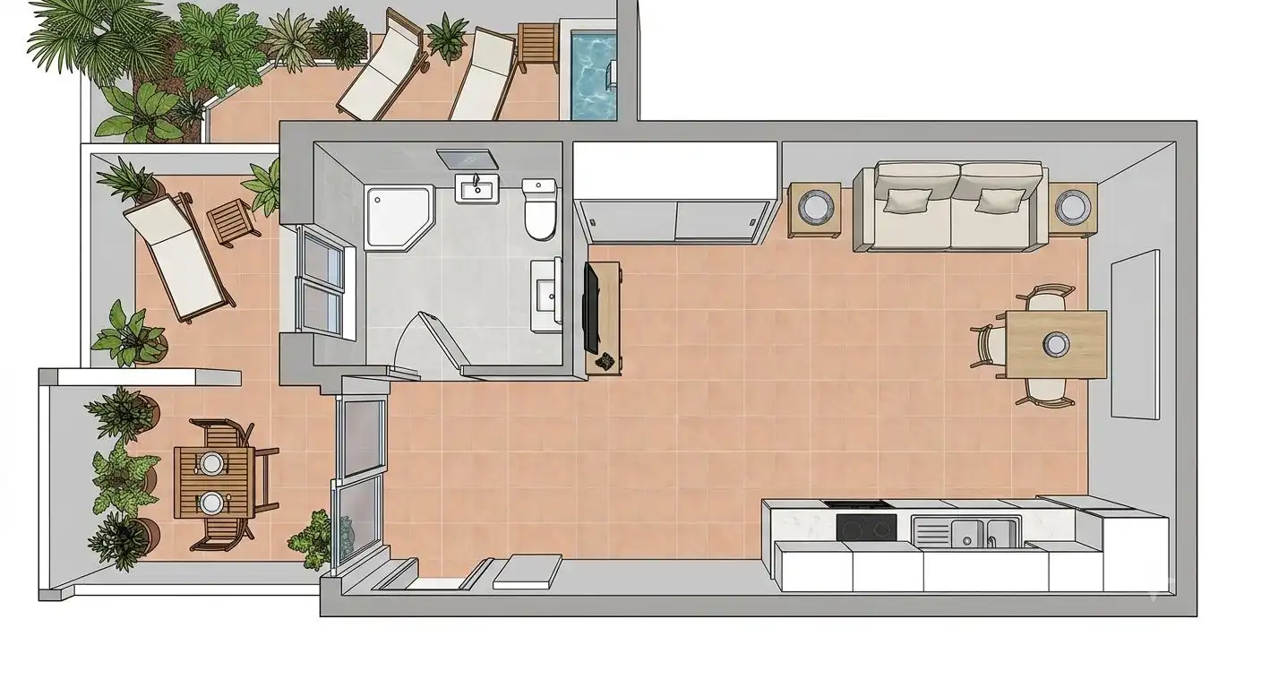 Wohnung zur Miete in Estepona mit Klimaanlage, Terrasse und Möbliert