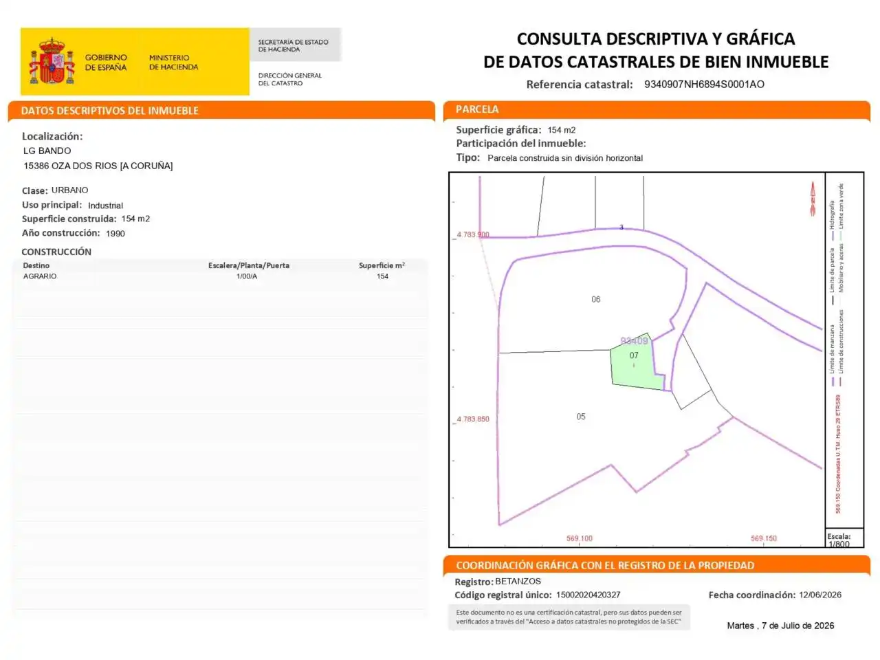 Casa o xalet en venda en Oza dos Ríos