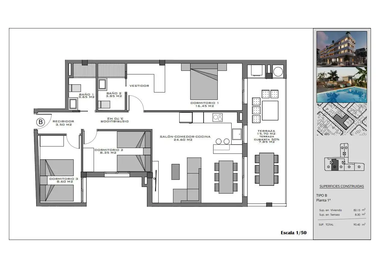 Apartamento con terraza en venta en Santa Pola ciudad, imagen 14