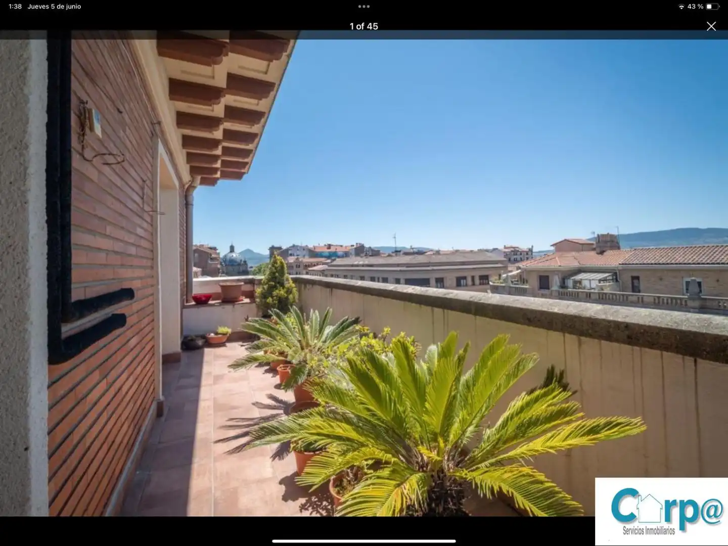 Terrasse von Dachboden zur Miete in  Pamplona / Iruña mit Heizung, Parkett und Terrasse