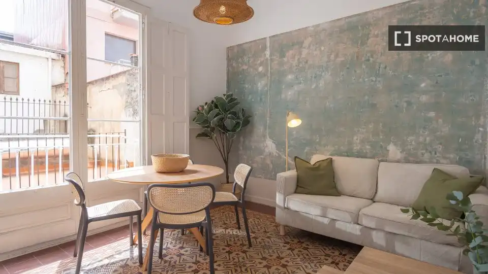 Living room of Flat for share in Barcelona  with Air Conditioner, Heating and Furnished