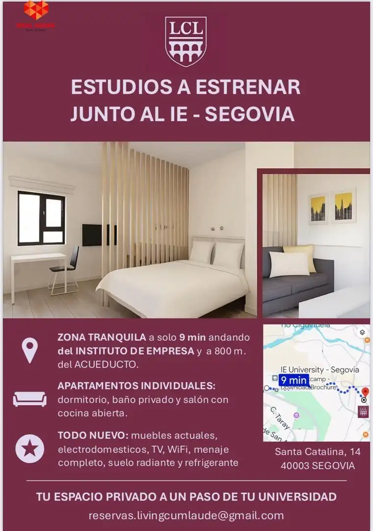 Habitación de Estudio de alquiler en Segovia con Calefacción y Amueblado