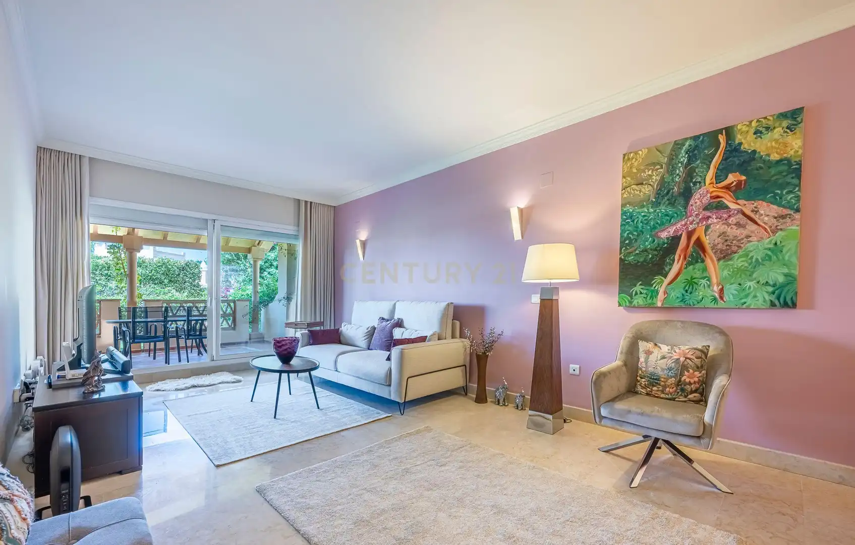 Living room of Apartments for rent in Marbella  with Air Conditioner, Private garden and Washing machine