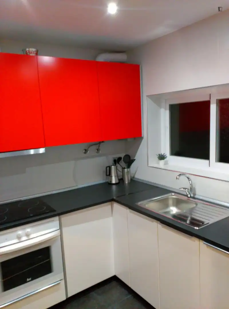 Cuina de Apartament de lloguer en Madrid amb Aire condicionat, Calefacció i Moblat