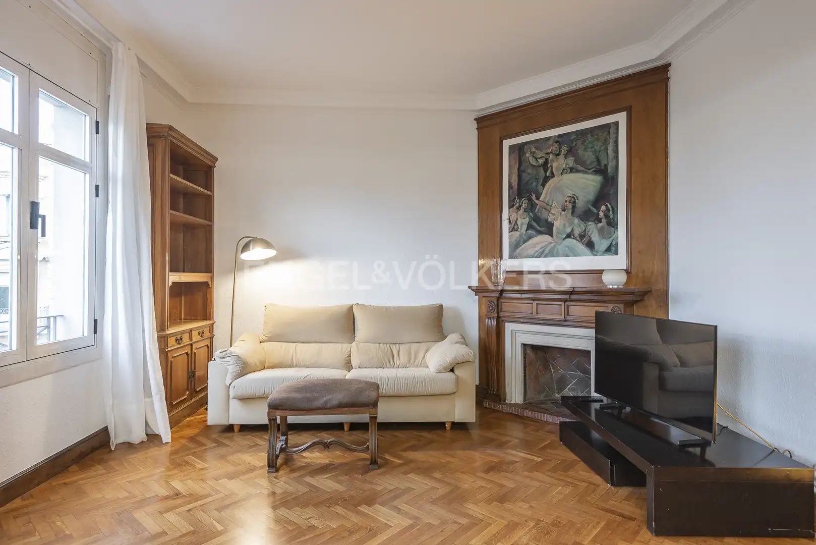 Sala d'estar de Pis de lloguer en  Barcelona Capital amb Calefacció, Parquet i Moblat