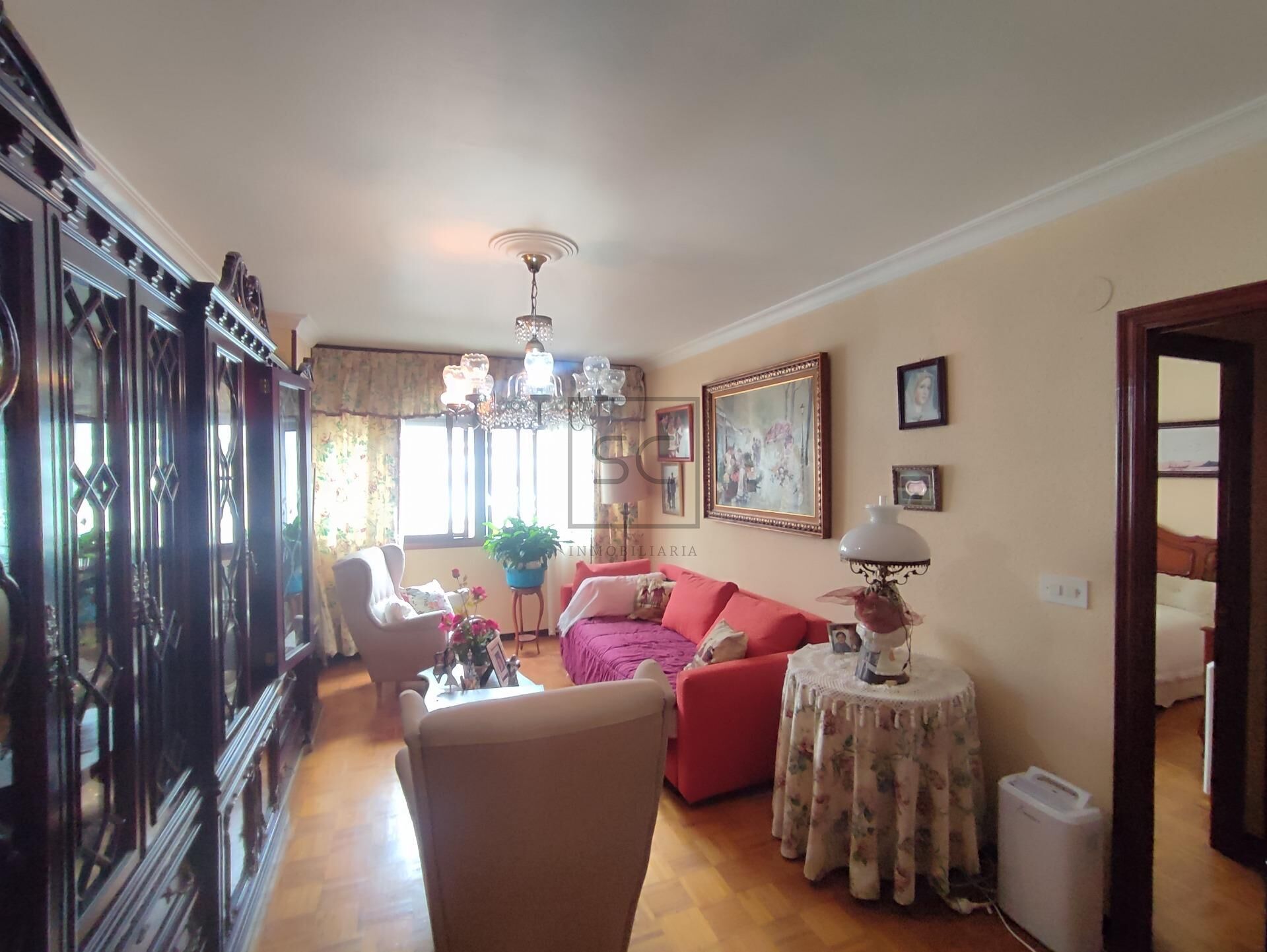 Living room of Flat for sale in Ferrol  with Heating, Parquet flooring and Terrace