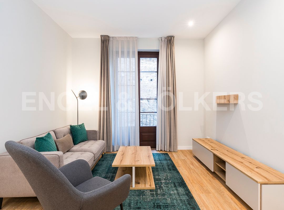 Sala d'estar de Pis de lloguer en  Barcelona Capital amb Aire condicionat, Calefacció i Parquet