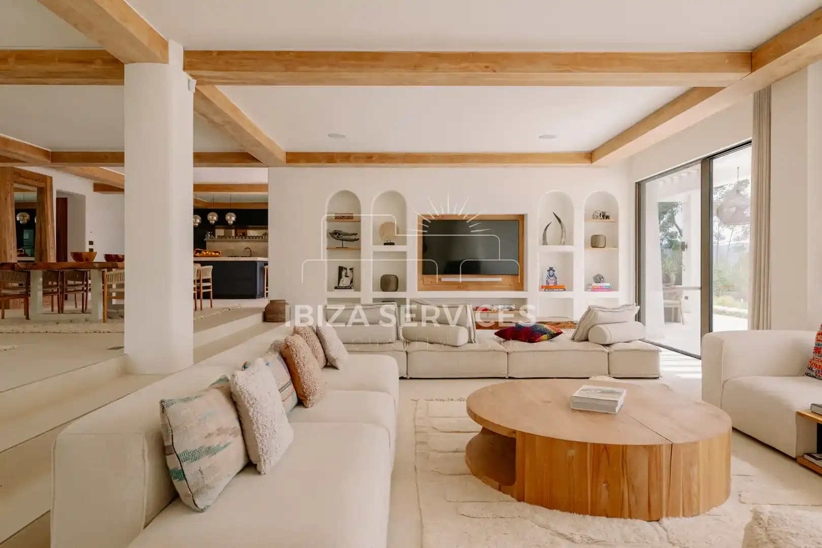 Wohnzimmer von Haus oder Chalet zum Verkauf in Santa Eulària des Riu mit Klimaanlage und Schwimmbad
