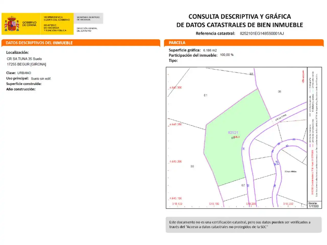 Terreno en venta en Carretera Tuna, 35, Aiguafreda - Sa Tuna