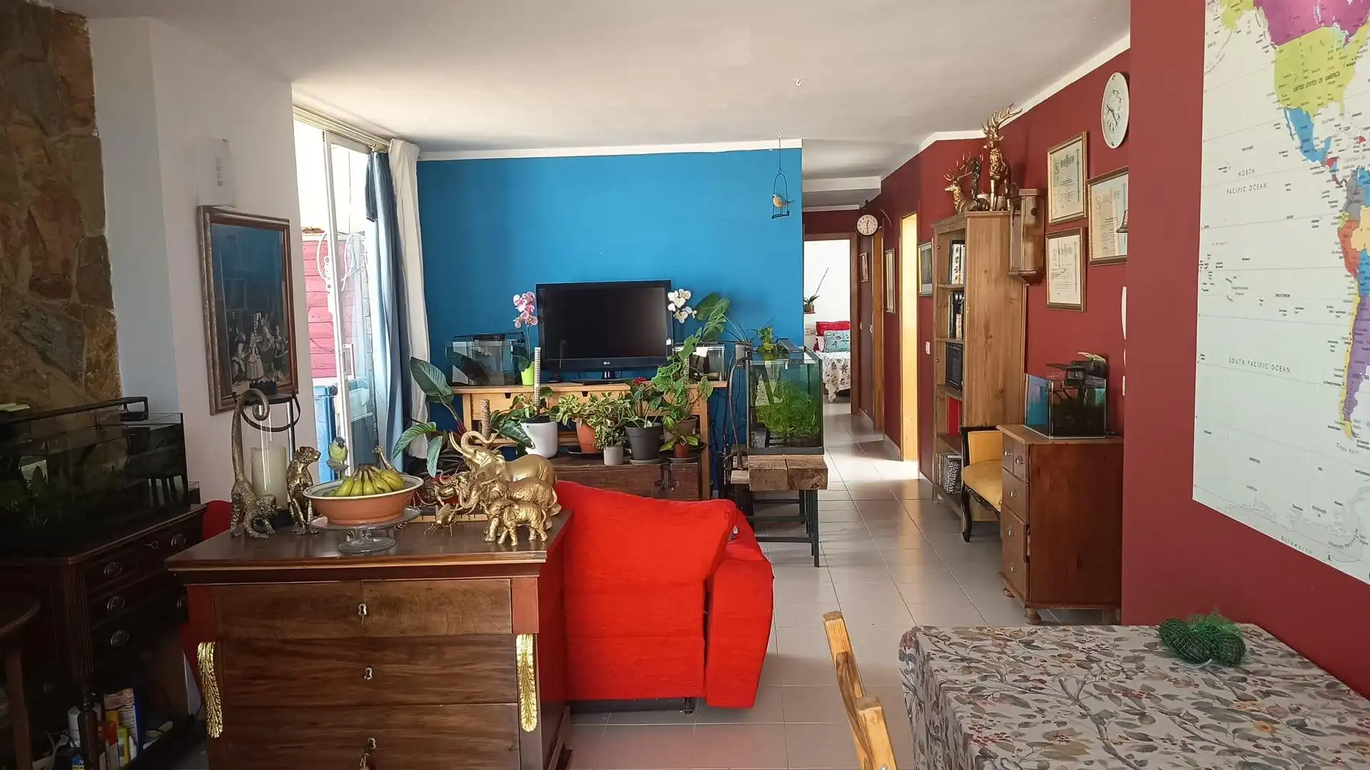 Wohnzimmer von Dachboden zum Verkauf in  Palma de Mallorca mit Terrasse, Möbliert und Ofen