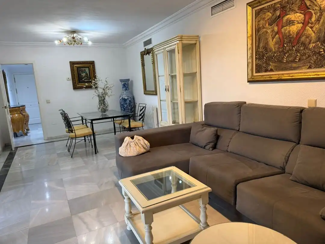 Sala d'estar de Pis de lloguer en Marbella amb Aire condicionat, Calefacció i Jardí privat
