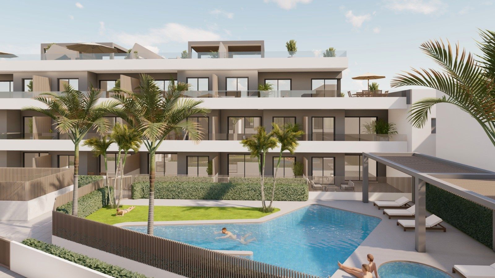 Schwimmbecken von Wohnungen zum Verkauf in Pilar de la Horadada mit Terrasse und Gemeinschaftspool