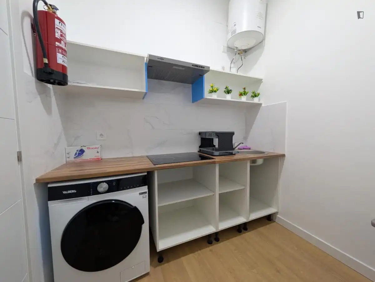 Cuina de Apartament per a compartir en Madrid amb Moblat i Rentadora