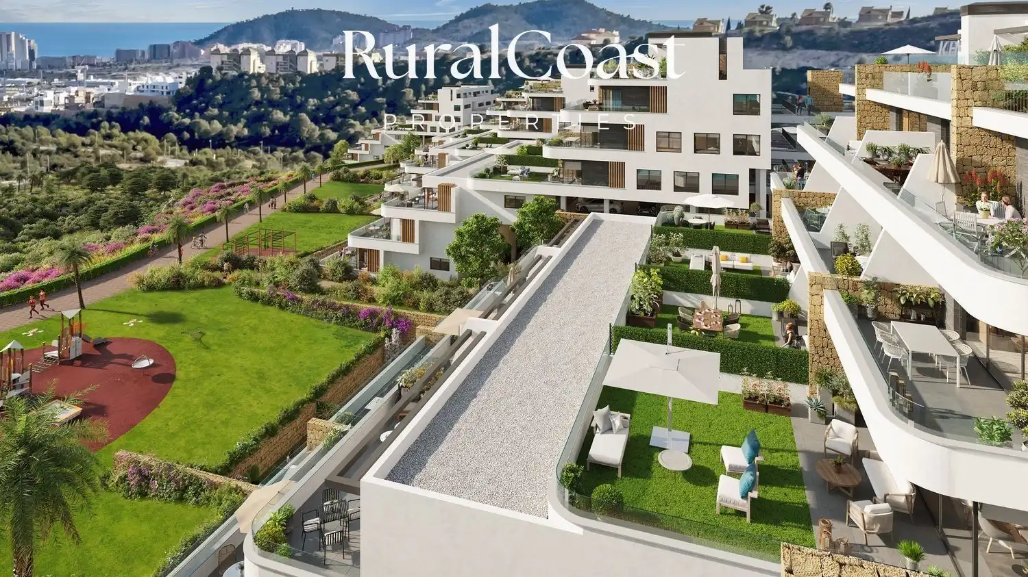 Außenansicht von Dachboden zur Miete in Finestrat mit Klimaanlage, Terrasse und Schwimmbad