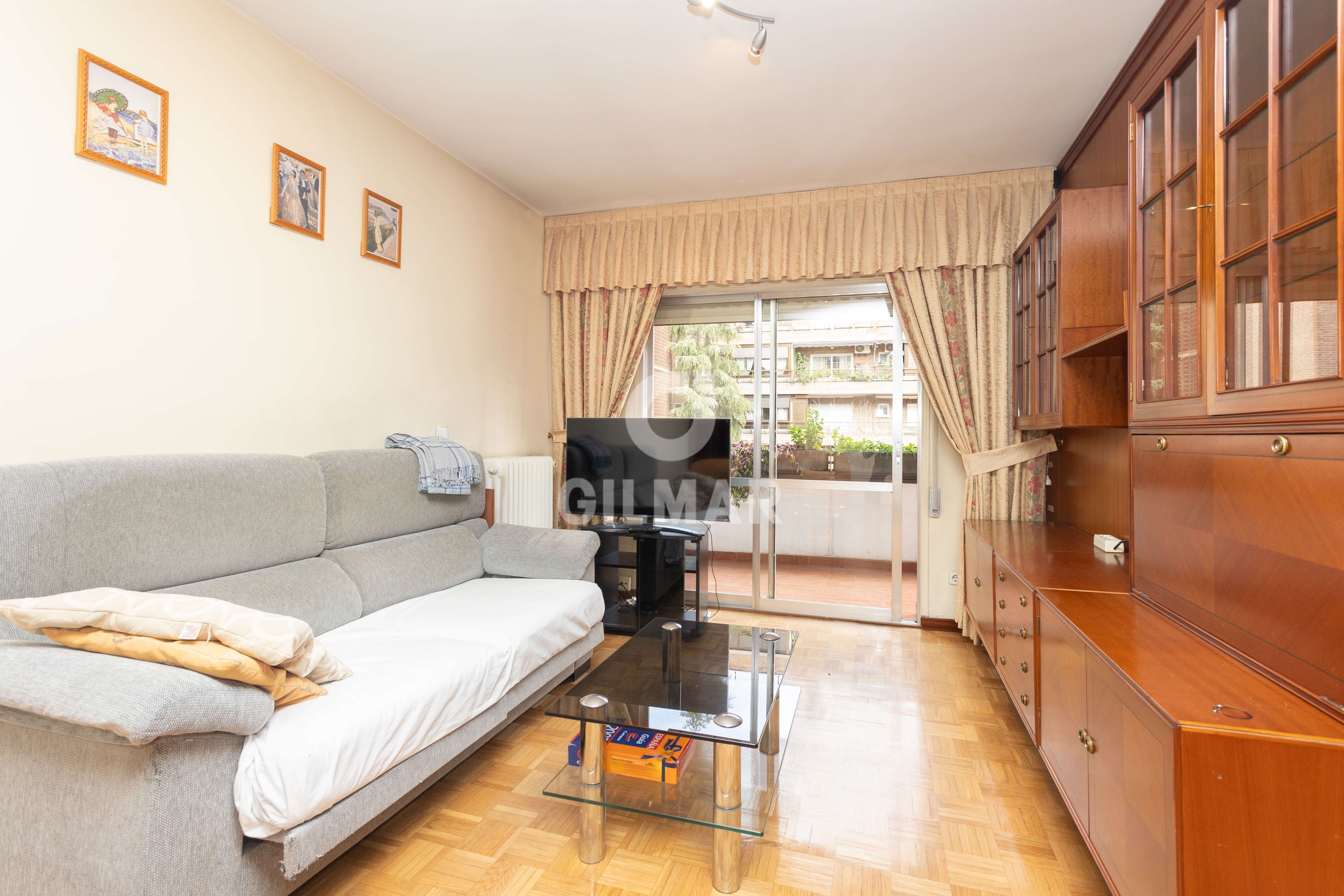 Sala d'estar de Pis en venda en  Madrid Capital amb Calefacció, Jardí privat i Balcó