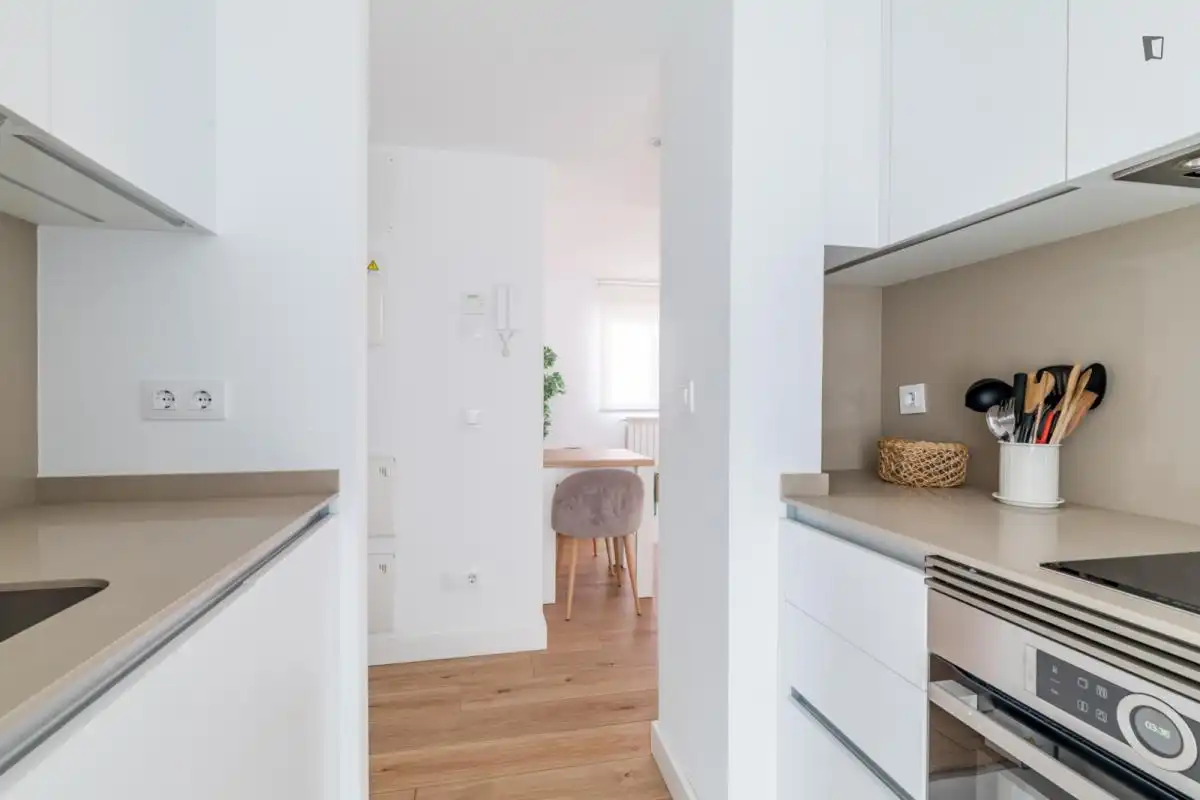 Cocina de Estudio de alquiler en Madrid con Aire acondicionado, Amueblado y Horno