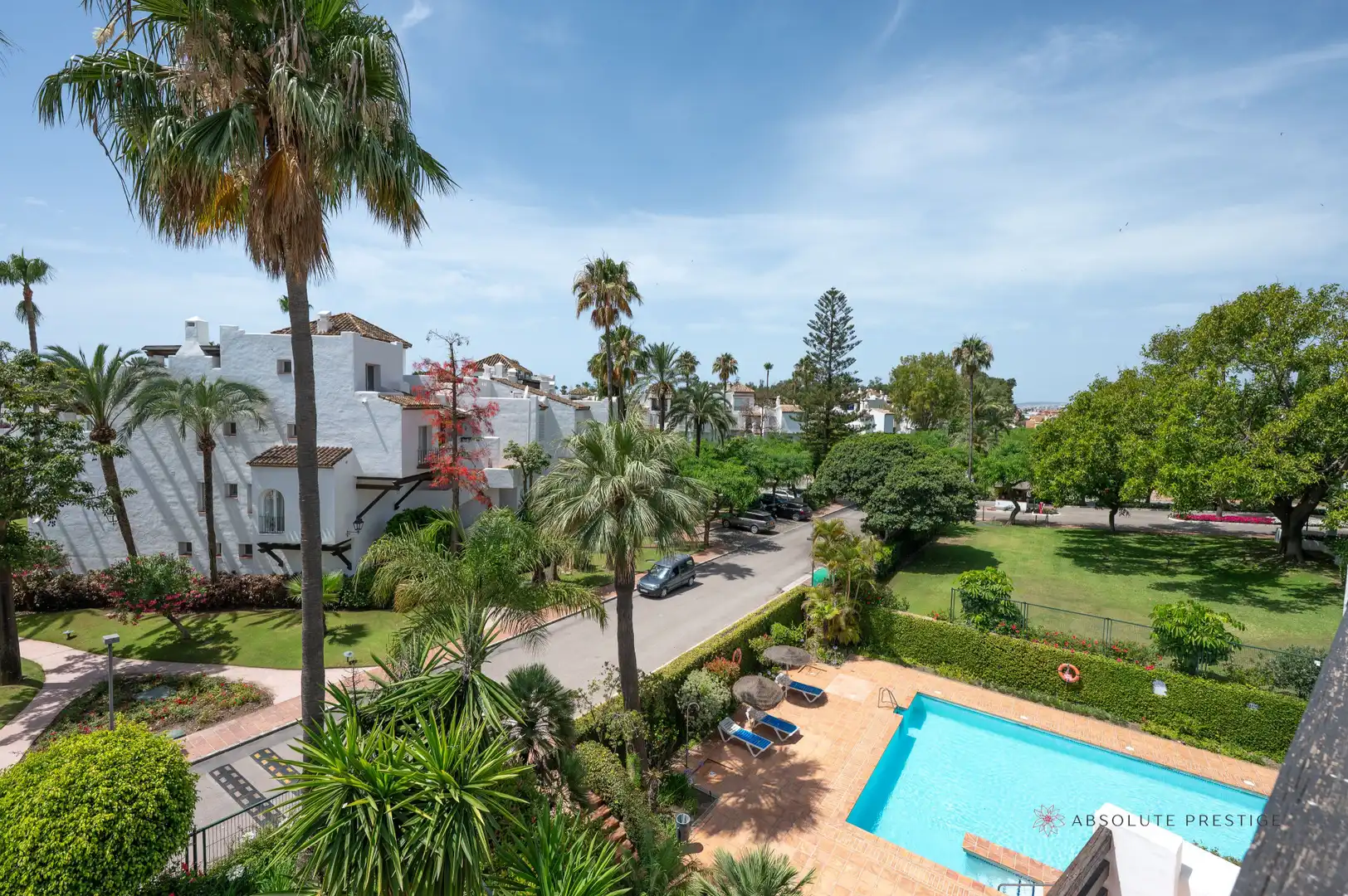 Garden of Attic for rent in Estepona  with Air Conditioner, Terrace and Swimming Pool