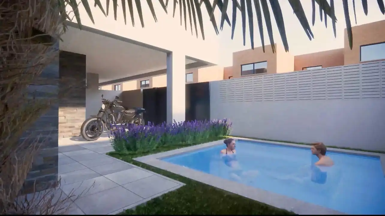 Piscina de Casa adosada en venta en Huércal de Almería con Jardín privado y Terraza