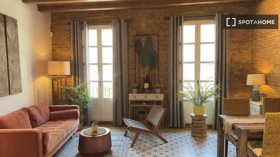 Living room of Flat for rent in Barcelona  with Air Conditioner, Heating and Furnished