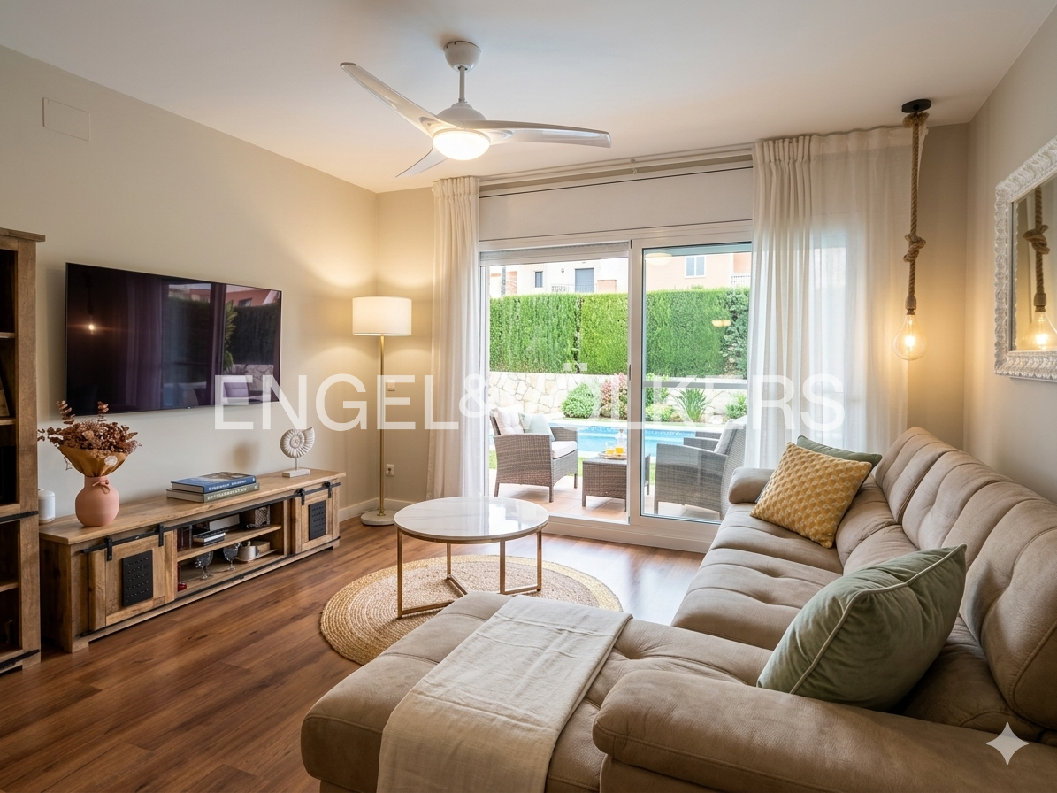 Sala de estar de Casa adosada en venta en Vilanova i la Geltrú con Aire acondicionado, Calefacción y Parquet