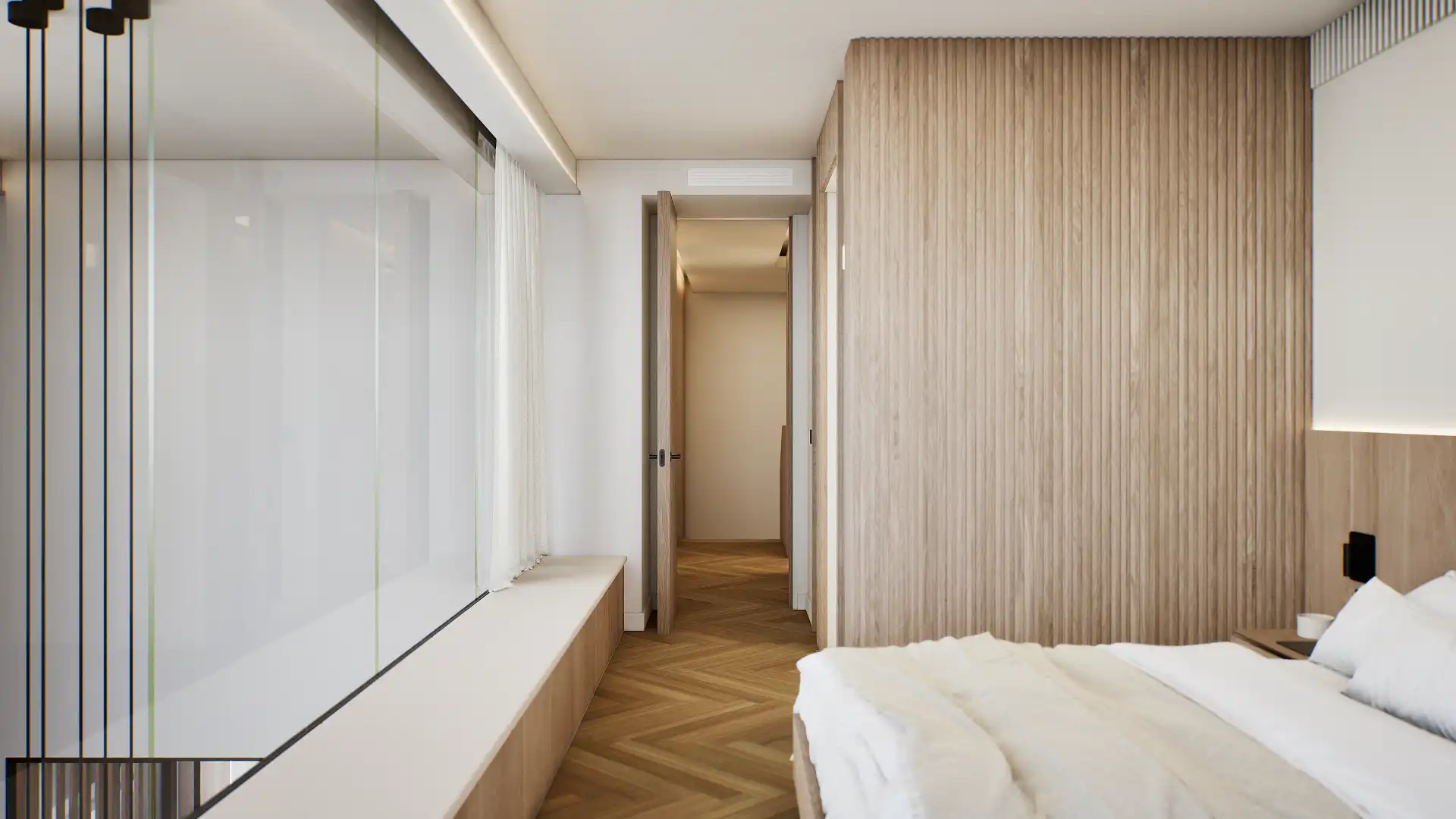 Schlafzimmer von Dachboden zum Verkauf in Málaga mit Klimaanlage, Terrasse und Schwimmbad