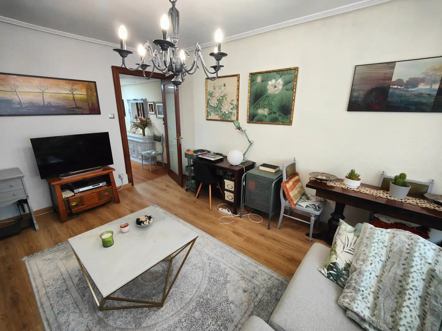 Sala d'estar de Pis en venda en Santander amb Parquet, Moblat i Forn